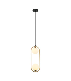 Lampada a Sospensione Lupus Vetro, Acciaio Bianco, Bronzo Antico
