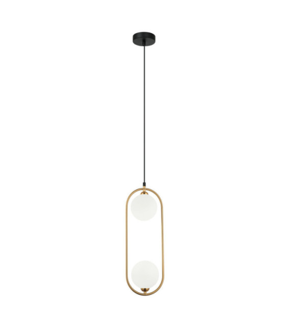 Lampada a Sospensione Lupus Vetro, Acciaio Bianco, Bronzo Antico