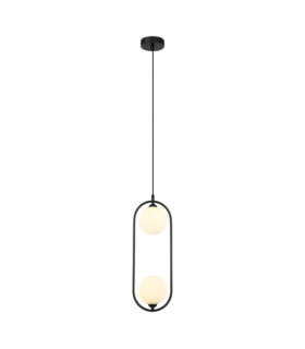 Suspension Lupus Verre,Acier Blanc, Noir
