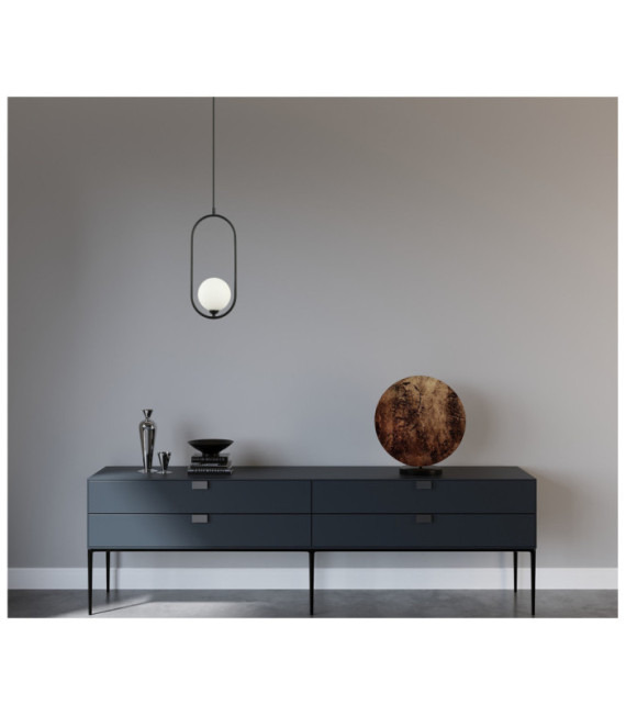 Suspension Lupus Verre,Acier Blanc, Noir