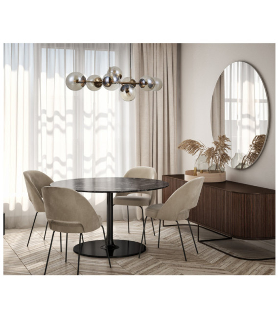 Lampadario Molite In Vetro, Acciaio Miele Ottone