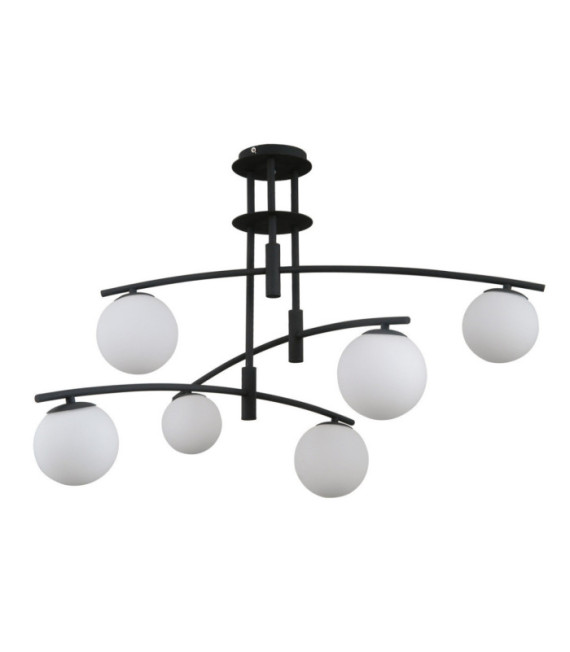 Lámpara de techo Senai Vidrio, acero, aluminio negro satinado
