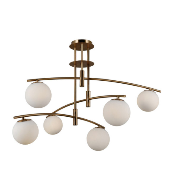 Senai Deckenleuchte aus Glas, Stahl, Aluminium, Honigmessing