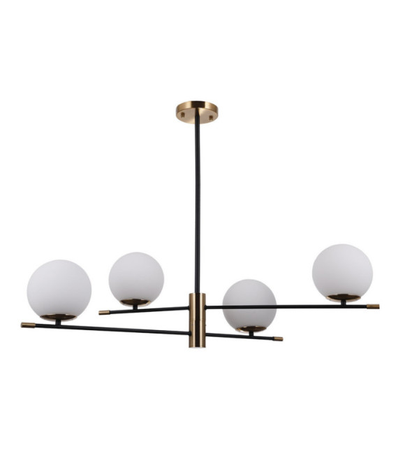 Lámpara colgante Stelia Vidrio, acero, aluminio Bronce antiguo, negro mate