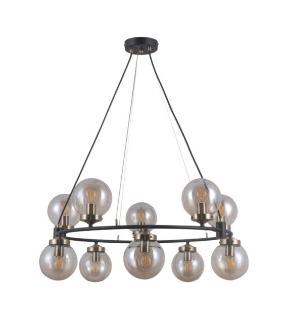 Galvez Colgante Vidrio, Acero Bronce antiguo, negro mate