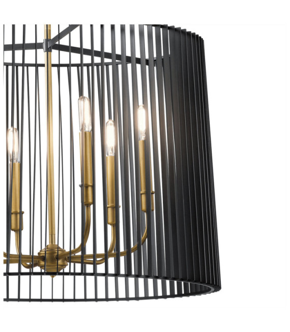 Kichler pendant light Black steel and natural brass