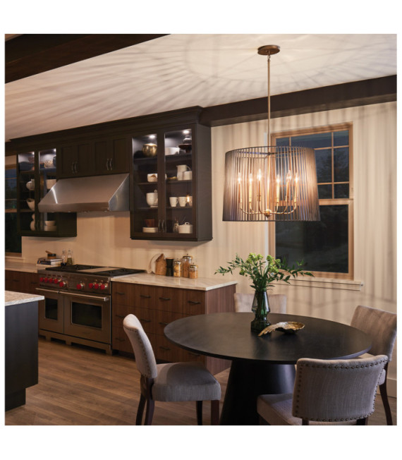 Kichler pendant light Black steel and natural brass