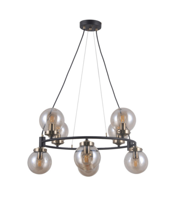 Suspension Galvez Verre,Acier Bronze antique, noir mat