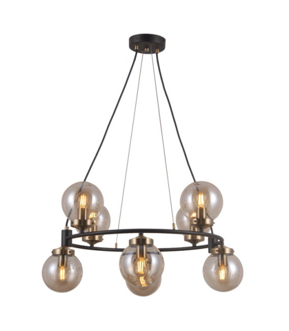 Galvez Pendant Glass, Steel Antique bronze, matt black
