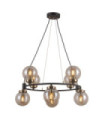 Suspension Galvez Verre,Acier Bronze antique, noir mat
