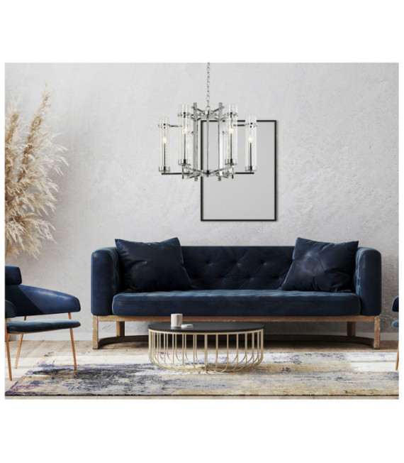 Lámpara colgante Aspen de cristal, acero cromado