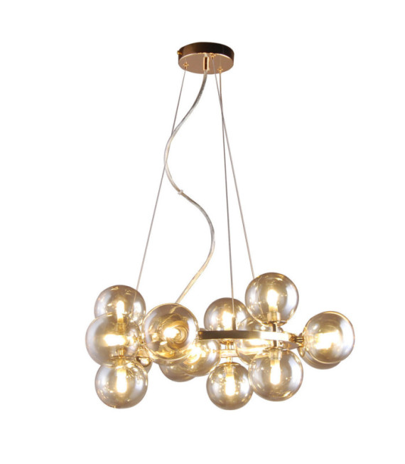Suspension Marbelio Verre,Acier Or,Cognac