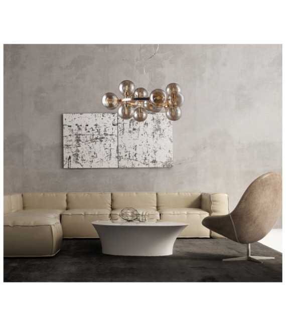 Marbelio Pendelleuchte Glas, Stahl Gold, Cognac