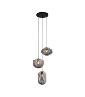 Hatella Pendant Lamp Glass, Black Steel, Copper