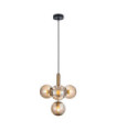 Ravena Pendant Lamp Glass, Steel Brass, Amber