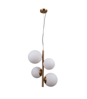 Lámpara colgante Riga Vidrio, acero, aluminio Miel Latón