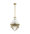 Suspension Kichler Verre nervuré transparent,acier Laiton naturel et blanc