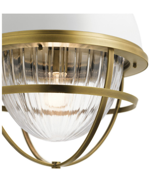 Kichler pendant light Transparent ribbed glass, steel Natural and white brass
