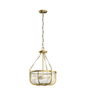 Kichler pendant light Transparent ribbed glass, steel Natural brass