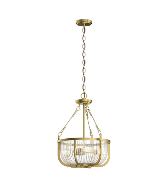 Kichler pendant light Transparent ribbed glass, steel Natural brass