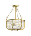 Kichler pendant light Transparent ribbed glass, steel Natural brass