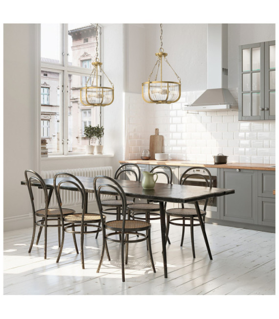Kichler pendant light Transparent ribbed glass, steel Natural brass