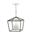Hinkley pendant light Steel, Black crystal with polished nickel