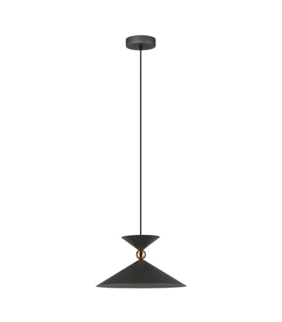 Lampada a sospensione Quelto in acciaio grigio