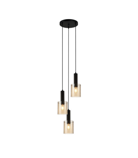 Suspension Sardo Verre,Acier Noir