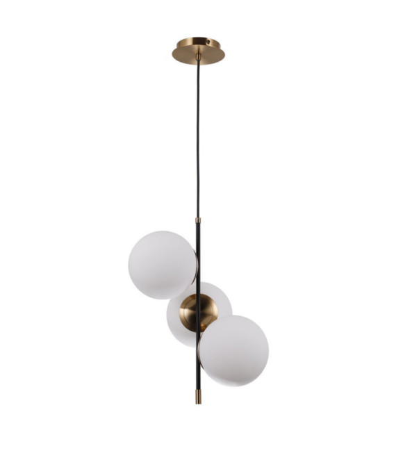 Lampada a sospensione Stelia Vetro, acciaio, alluminio Bronzo antico, nero opaco