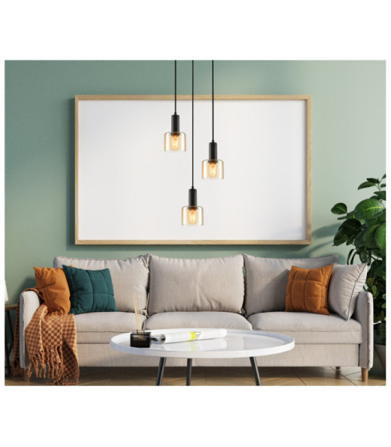 Suspension Santia Verre,Acier Noir