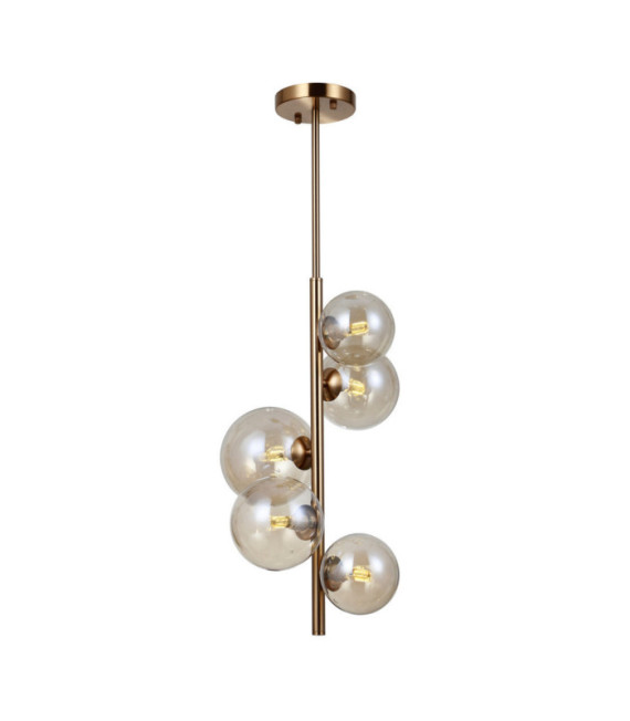 Canello Pendant Glass, Steel Honey Brass