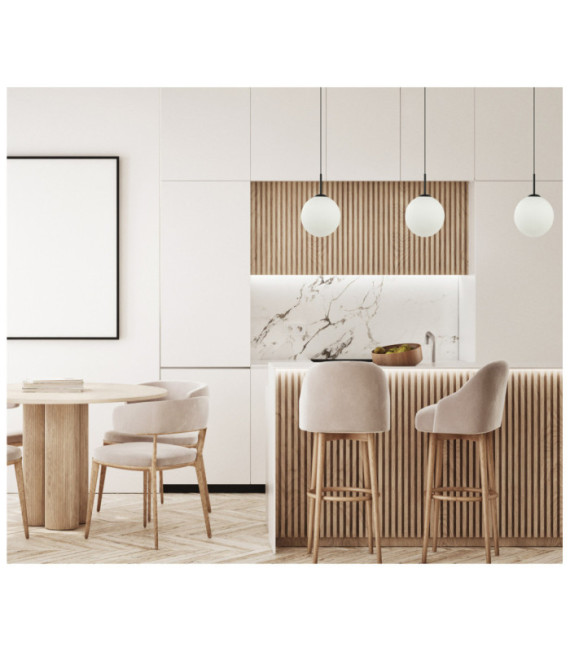 Deore Pendant Lamp Glass, White Steel, Black