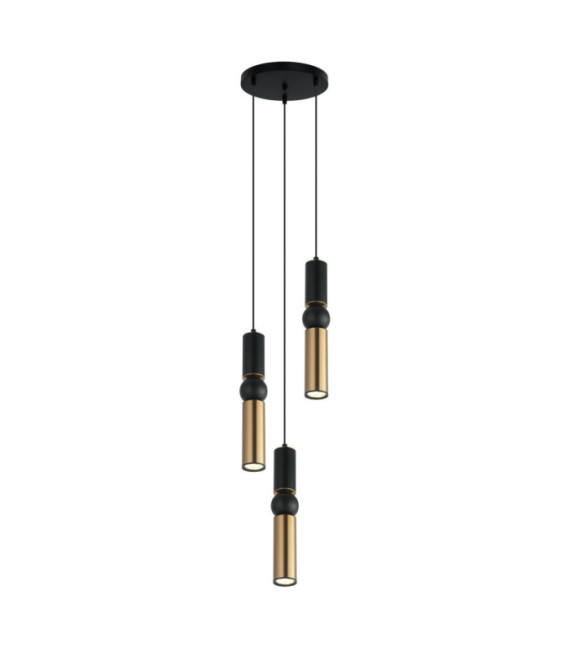 Isidora-Pendelleuchte aus Stahl, schwarzem Aluminium und antiker Bronze