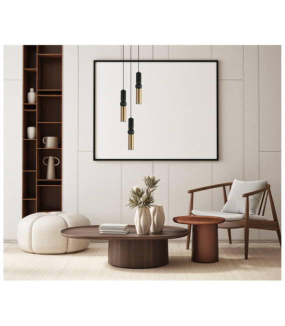 Isidora-Pendelleuchte aus Stahl, schwarzem Aluminium und antiker Bronze