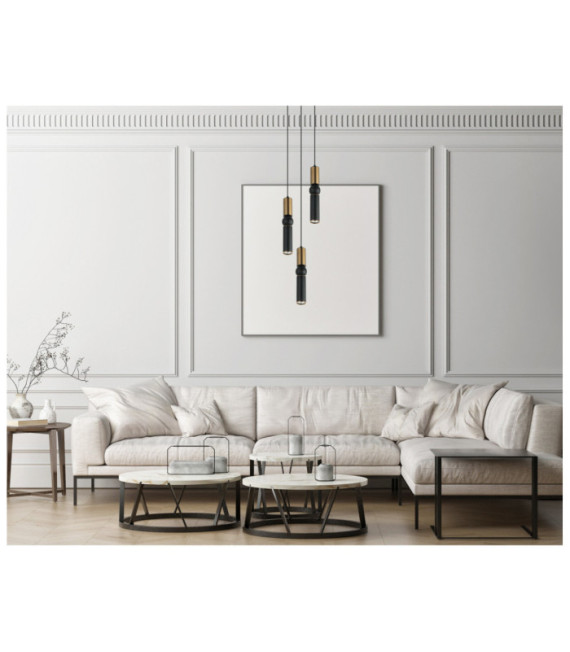 Isidora-Pendelleuchte aus Stahl, schwarzem Aluminium und antiker Bronze