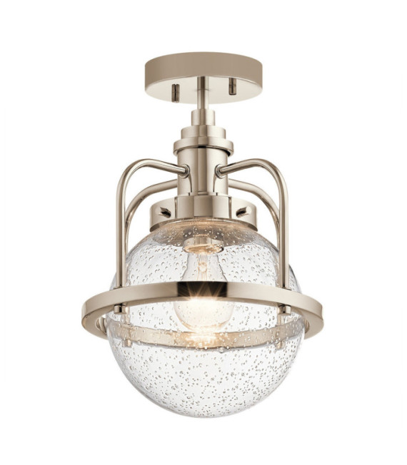 Kichler pendant light Transparent grained glass, polished nickel steel