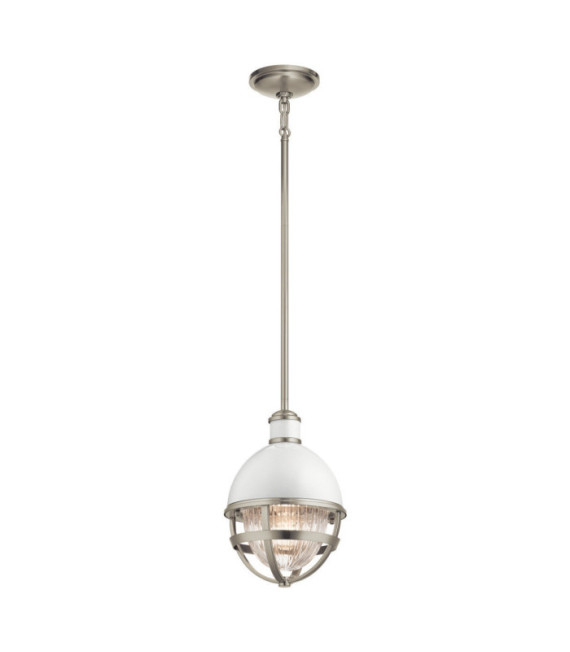 Kichler pendant light Transparent ribbed glass, brushed nickel and white steel