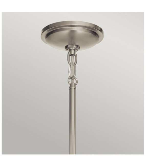 Kichler Pendelleuchte Transparentes geripptes Glas, gebürstetes Nickel und weißer Stahl