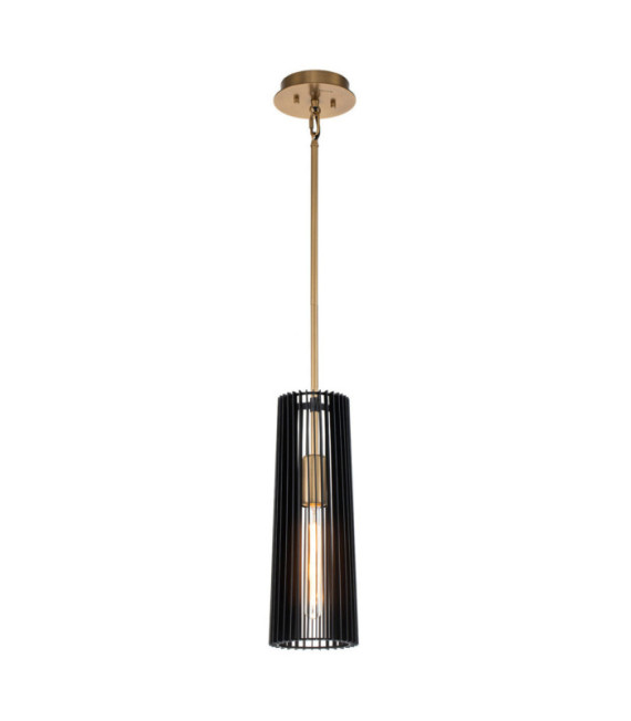 Kichler pendant light Black steel and natural brass