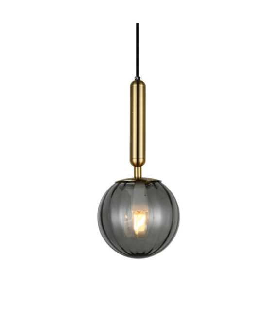 Suspension Ravena Verre,Acier Laiton,Fumé