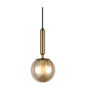 Suspension Ravena Verre,Acier Laiton, Ambre