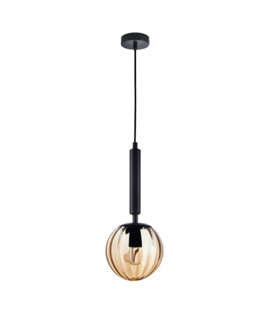 Ravena Pendant Lamp Glass, Black Steel