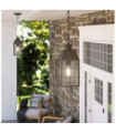 Hinkley outdoor pendant light Transparent seeded glass, solid brass Aged brass