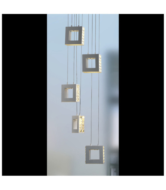 Suspension LED Lauri Verre,alliage métallique Blanc