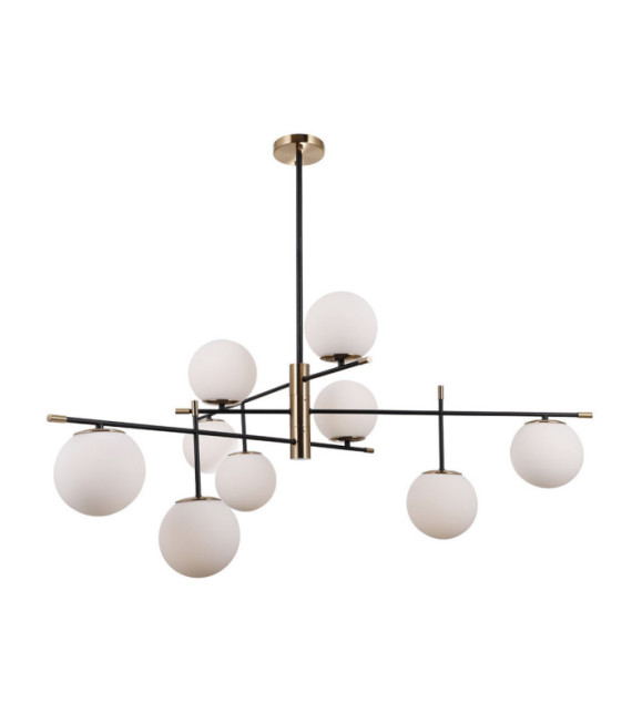 Lámpara colgante Stelia Vidrio, acero, aluminio Bronce antiguo, negro mate
