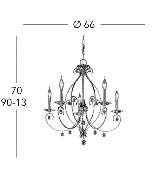 Lampadario CARAT cromato 5 lampadine