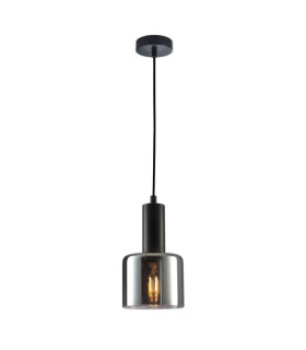 Lampadario Santia in vetro, acciaio nero