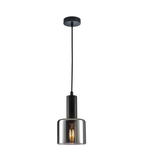 Santia Pendant Lamp Glass, Black Steel