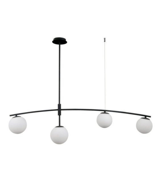Lámpara colgante Senai Vidrio, acero, aluminio negro satinado